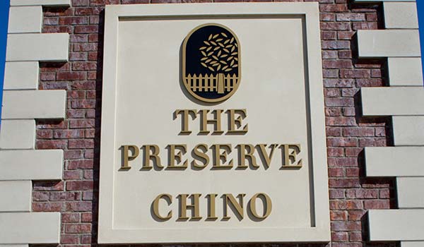 cast letter sign for The Preserve, Chino